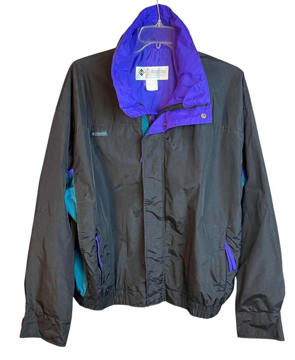 Columbia Vintage 80s 90s Bugaboo Jacket  Size 2XL Black Teal Purple  READ